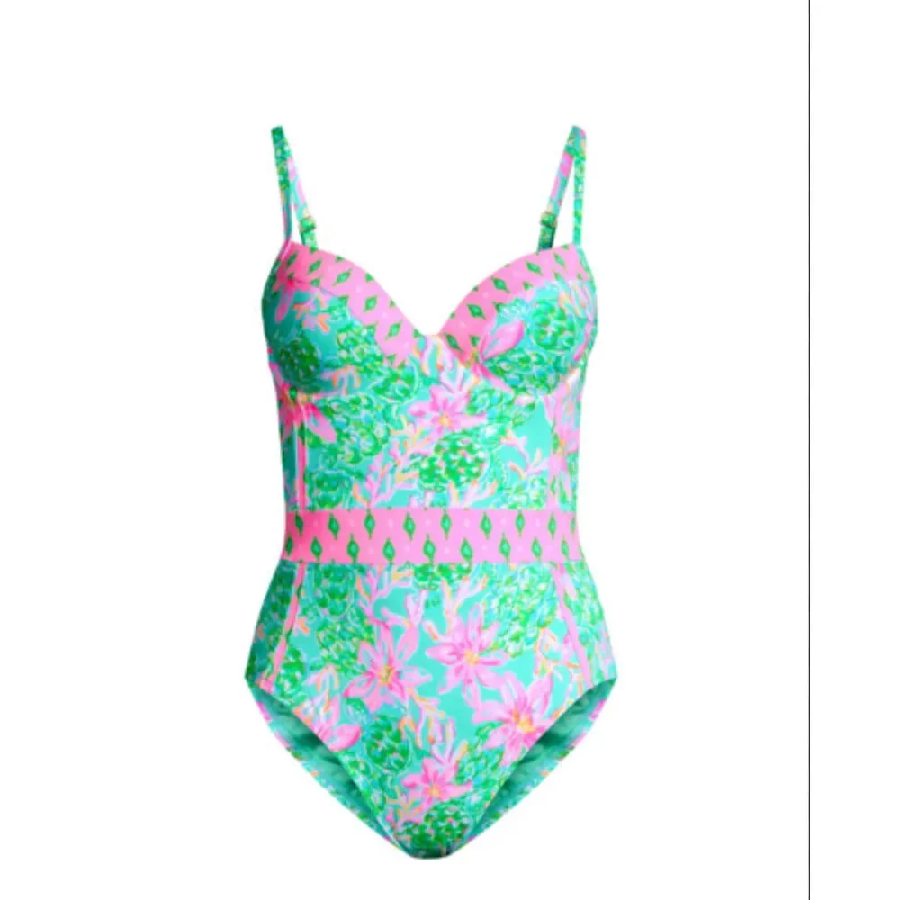NWT Lilly Pulitzer Palma One Piece - Surf Blue So Shellegant 2 - Picture 2 of 2